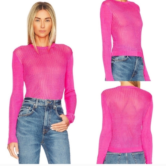 Free People H2O Crewneck Pullover Lightweight Sweater Hibiscus Highlight Size S - Picture 14 of 14